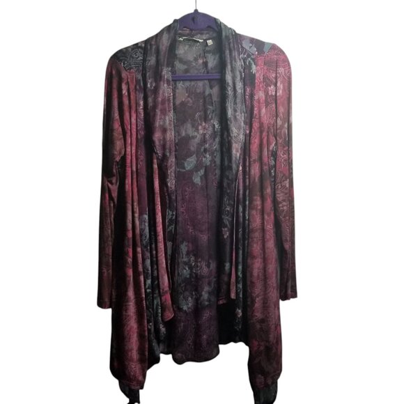 Soft Surroundings Ballia Women's Purple Burgundy Lagenlook Cardigan Sz M - Picture 1 of 6